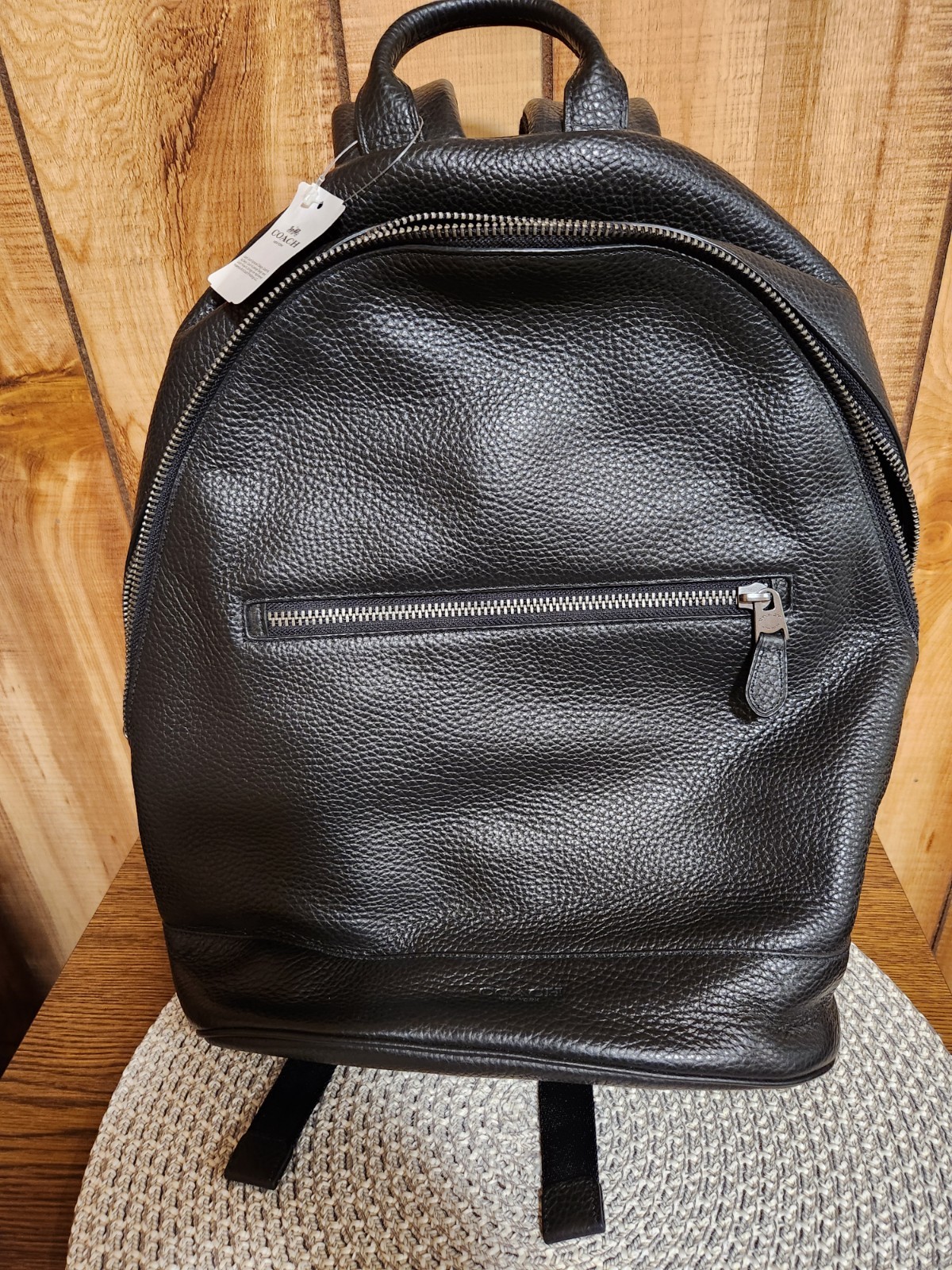 Coach West Pebbled Grain Leather Backpack Carry Bag Black F72510 Black