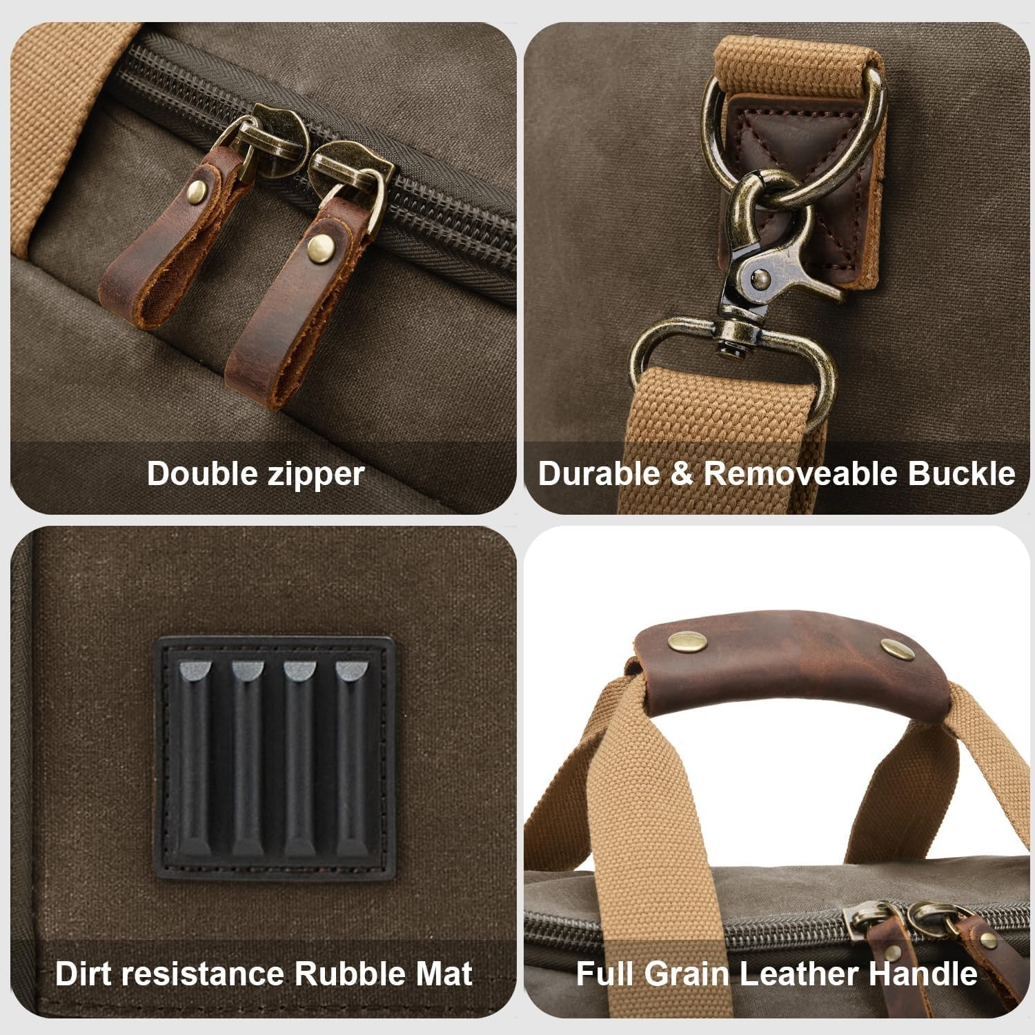 50L Waxed Canvas Duffel Bag, Coffee/ ArmyGreen | Waterproof Travel & Weekend Bag