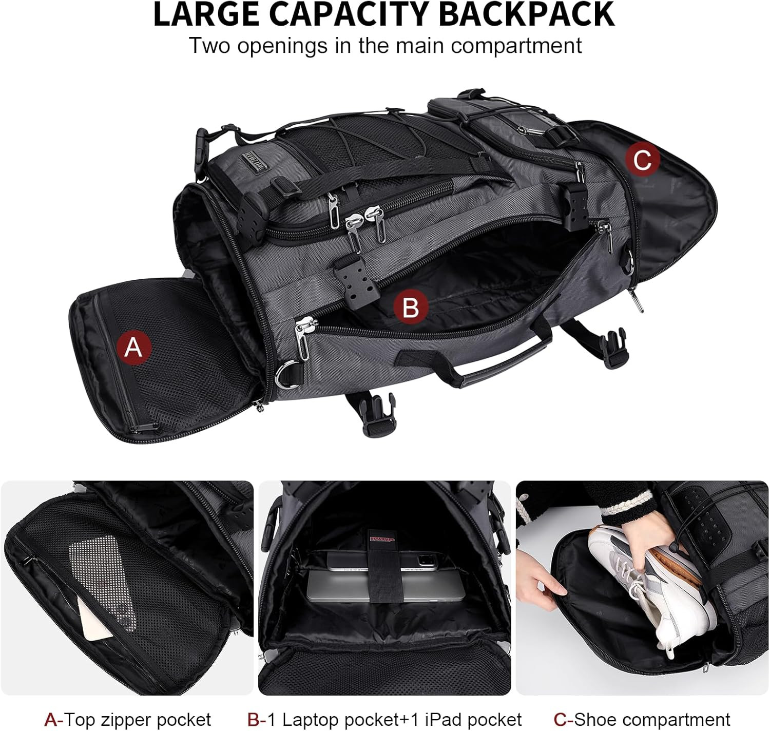 Versatile Men’s Travel Backpack with Shoe Compartment & 17″ Laptop Fit