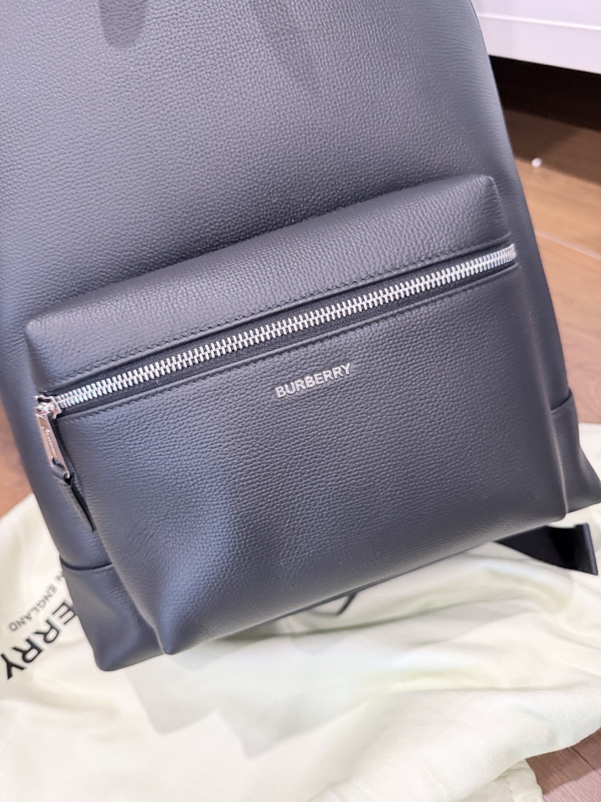 New Burberry Jeff Leather Black Color Backpack Men‘s 12×7.5×16.5 inch