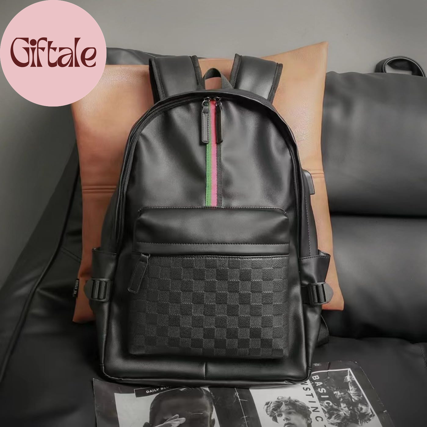 Leather Backpack School College Bookbag Leisure Business Travel Hiking Rucksack,