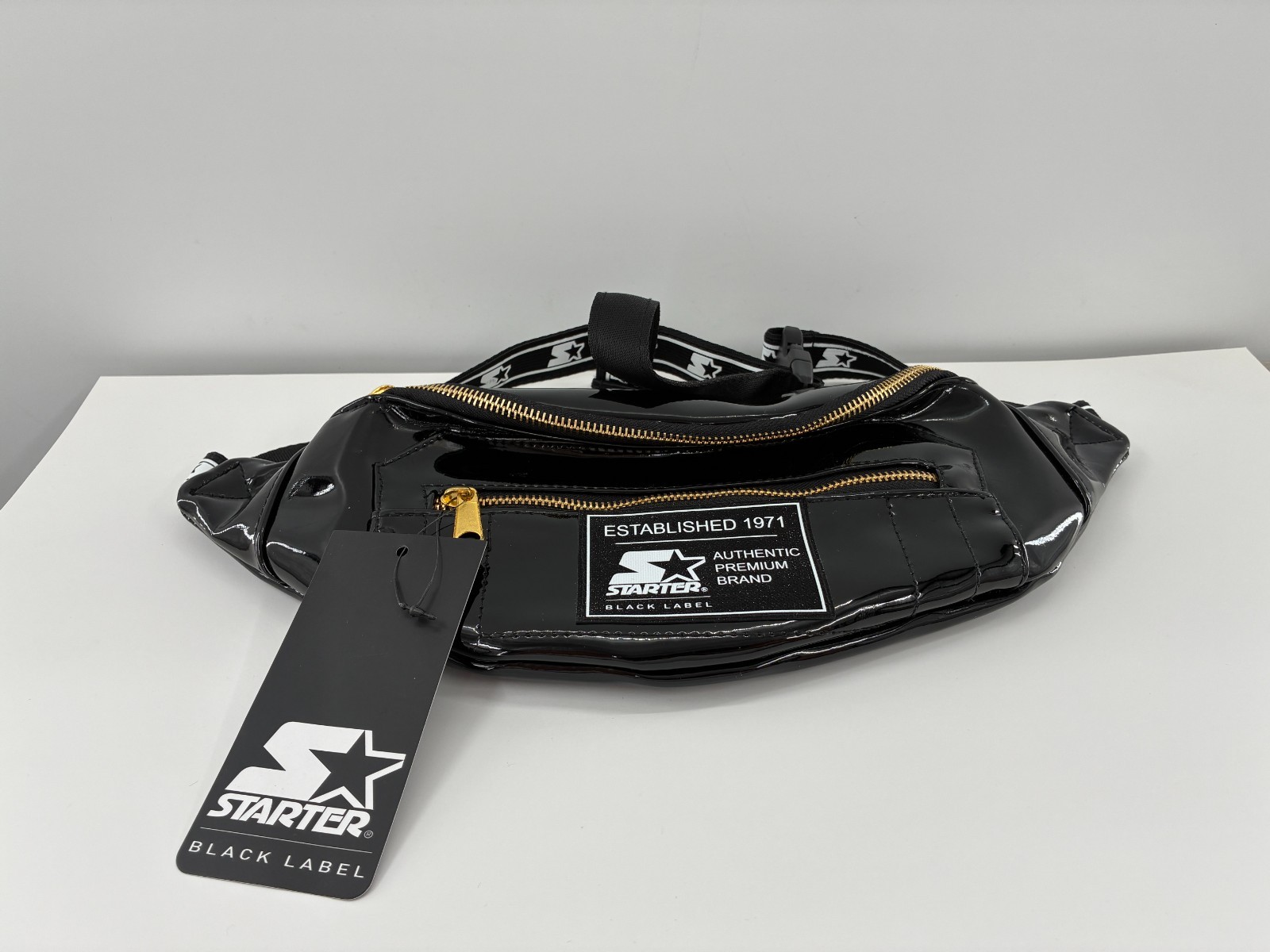 Starter Black Label Gold Tone Zipper Fanny Pack Waist Buckle Snap Bag NS8G0124