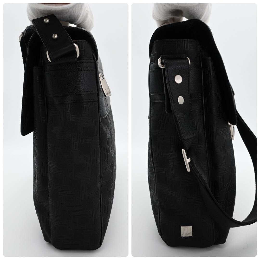 Dunhill Leather Briefcase Black Shoulder Bag Business A4 Zip 37cm Mens