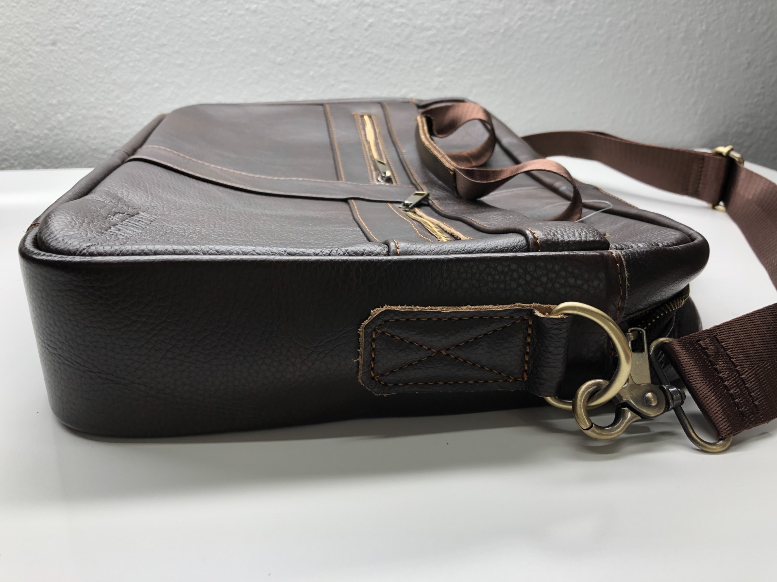 Zerimar Goche Leather Briefcase Laptop Bag Shoulder Strap Adjustable Spain NWOT