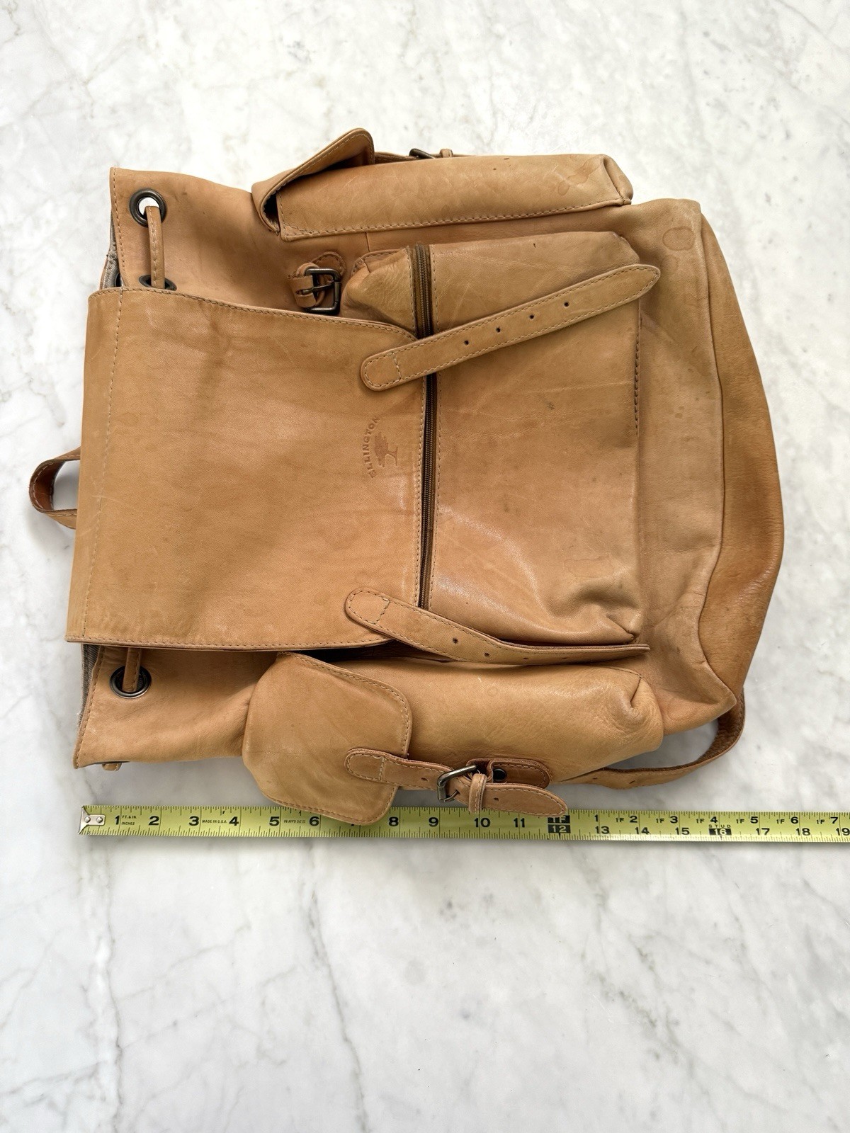 Vintage ELLINGTON Authentic Camel Color Leather Large Backpack – Distressed