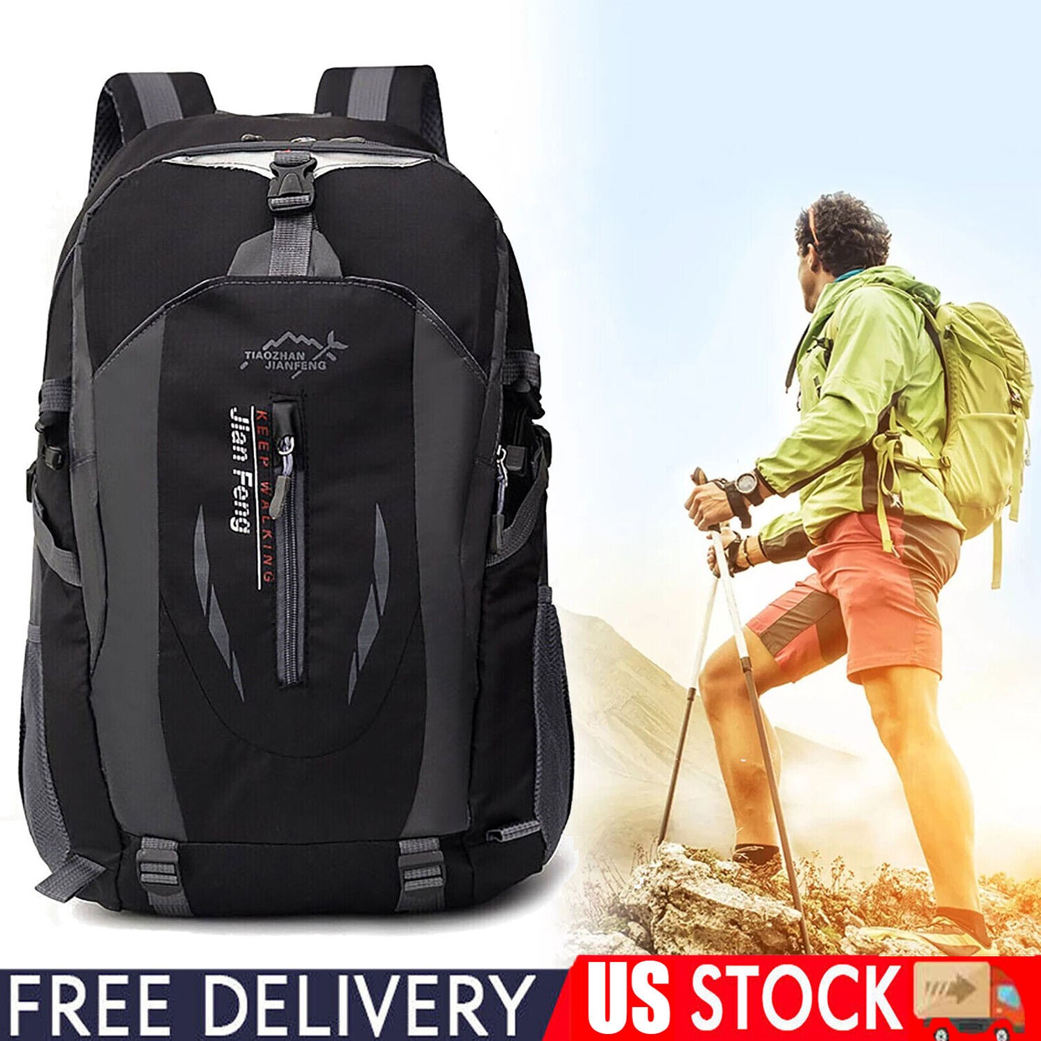 Hiking Camping Bag Large Waterproof Backpack Outdoor Travel Luggage Rucksack