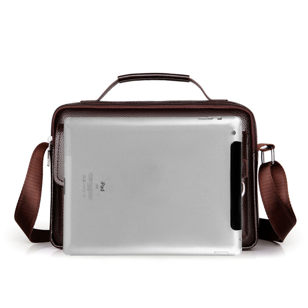 Men’s Business Handbag PU Leather Crossbody Bag Briefcase Shoulder Messenger Bag