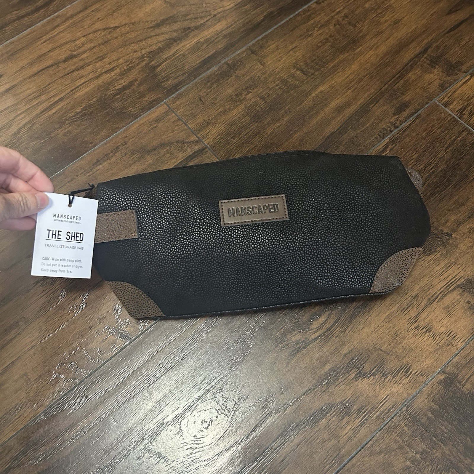 Manscaped The Shed Mens Premium Quality Toiletry Bag Leather Travel /Storage NWT