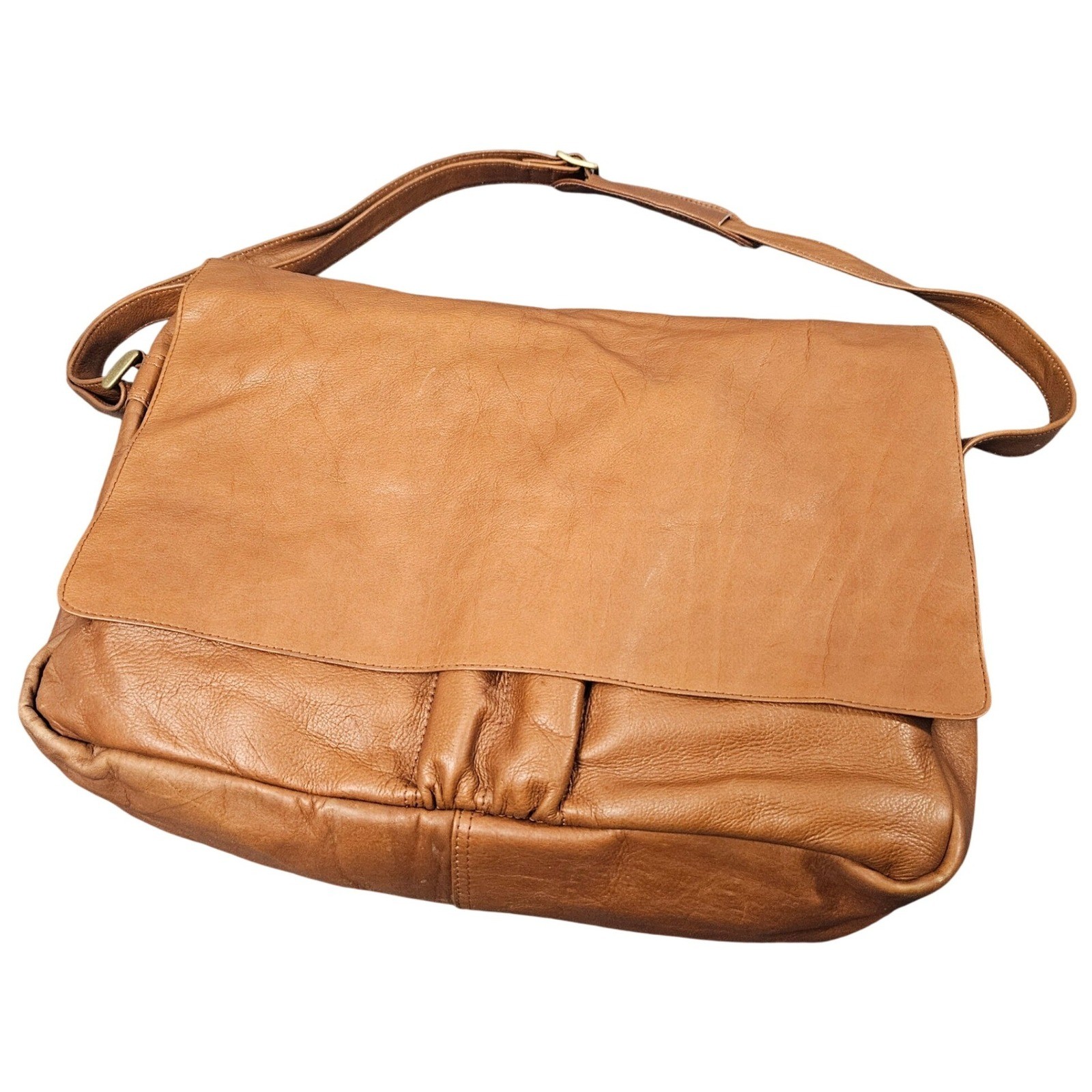 Leather Messenger Bag Tan Brown Large Crossbody Satchel Shoulder Strap Work