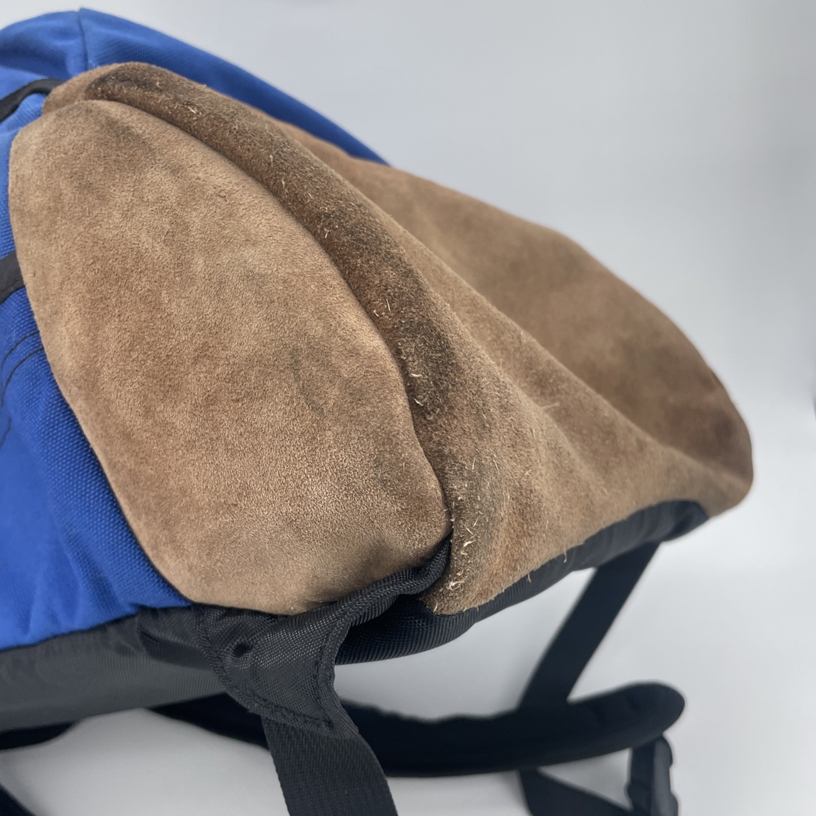 Vtg 1990s Nike Backpack Blue with Brown Suede Bottom Center SWOOSH 90s