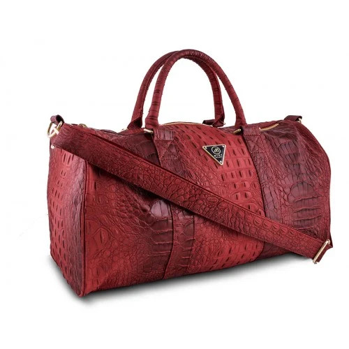 Crocodile Duffle Bag Large Travel Weekender Carry on Vegan Leather Bag