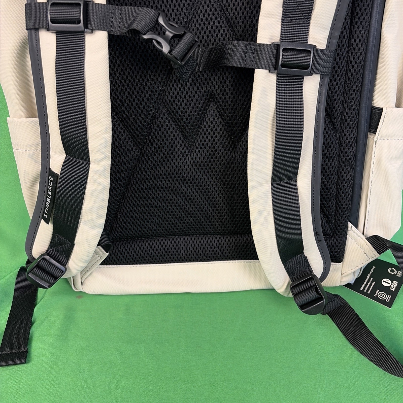 Stubble & Co Roll Top Backpack Sand Laptop Bag Pockets 20L NWT Stained See pic
