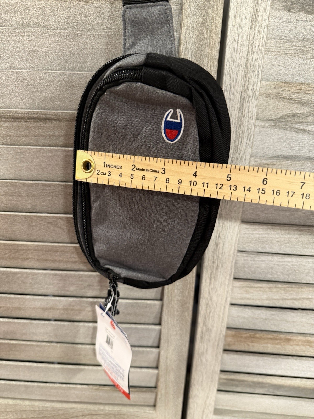Champion Gray/Black Solid Small Crossbody Sling Bag, Zip Closure, Adjustable
