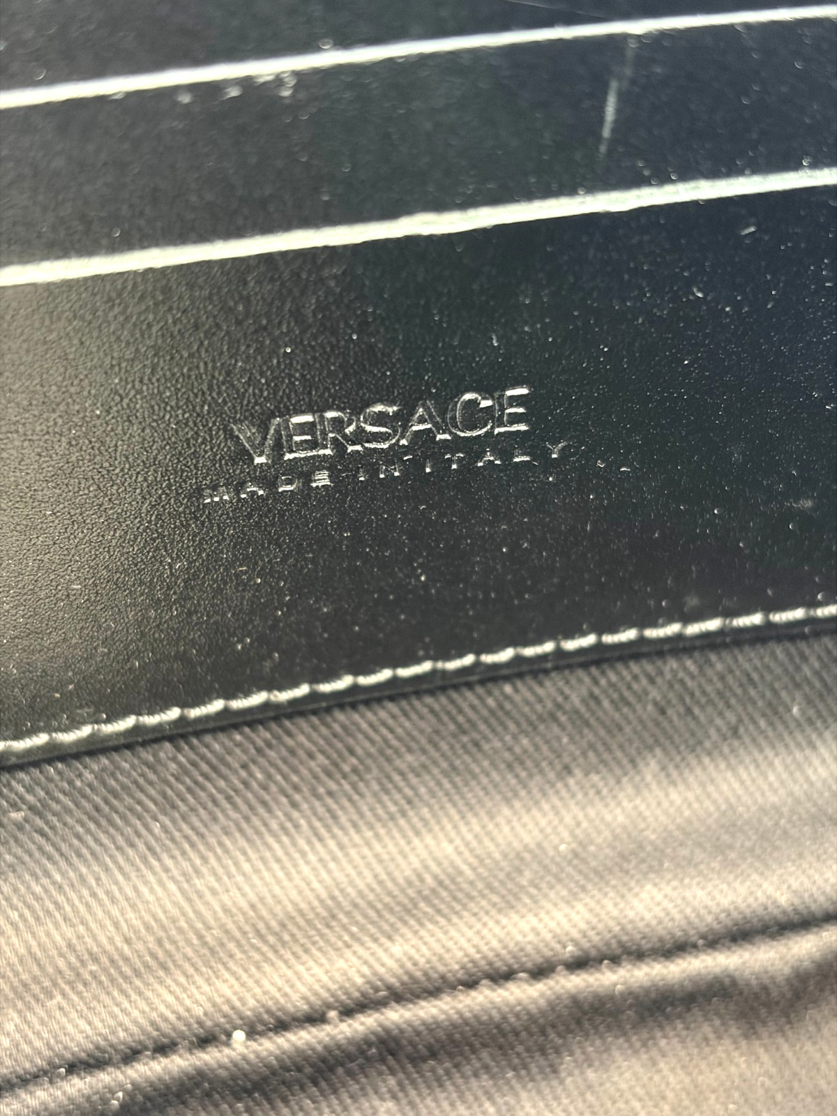 VERSACE Black Jacquard Barocco Athena Messenger Crossbody Bag Canvas Mens NWOT