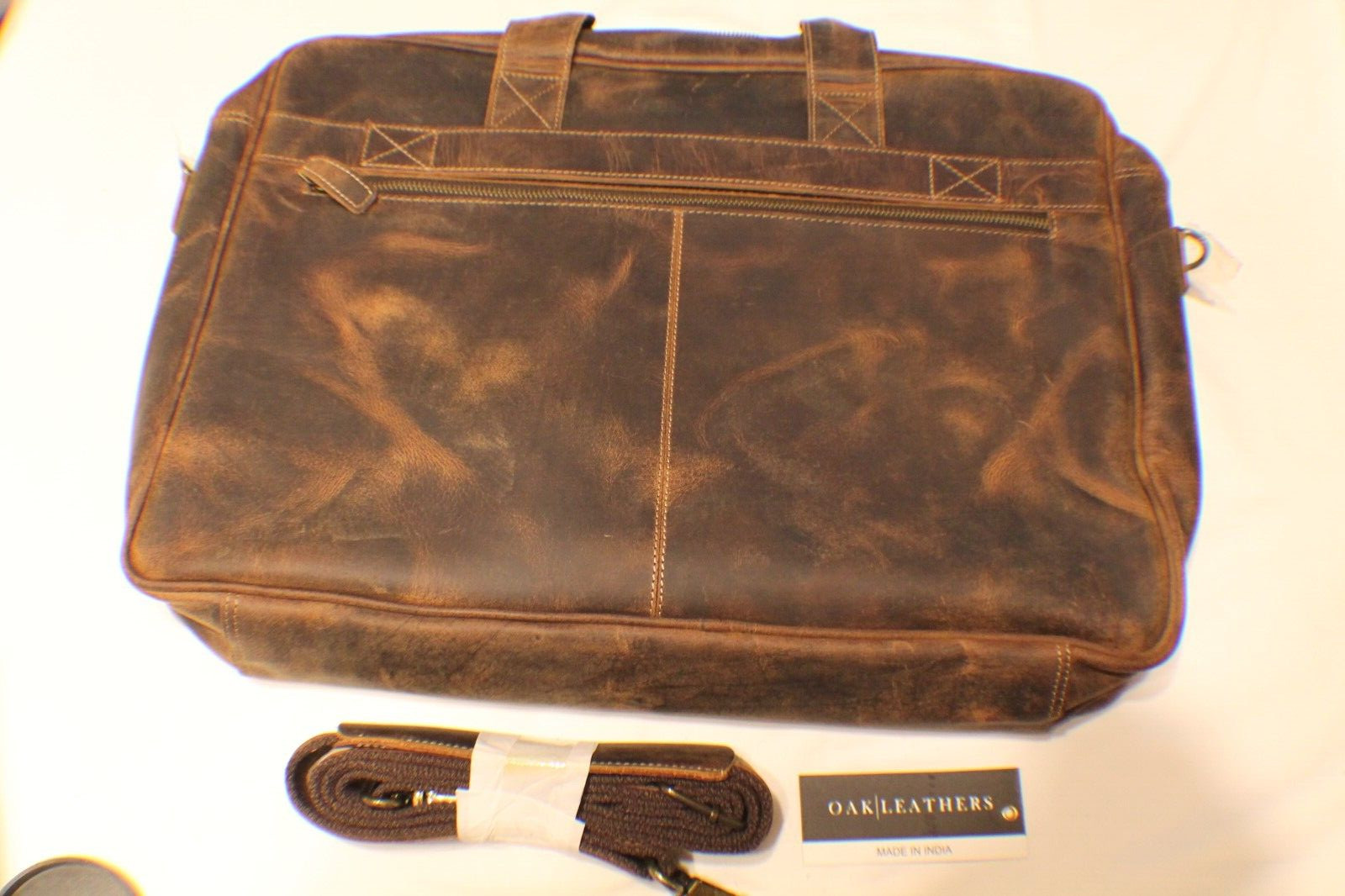 KomalC 18 inch Briefcase Laptop Messenger Bag (Destressed Leather)