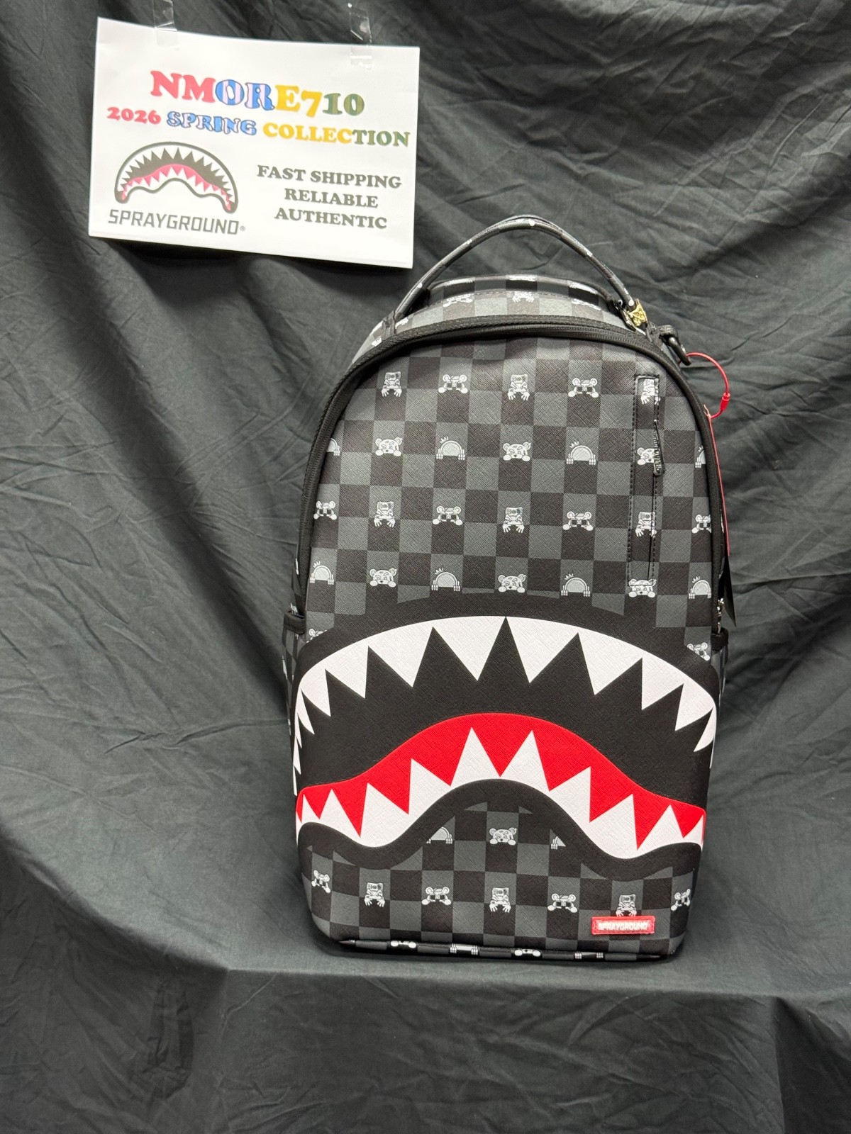 SPRAYGROUND Gray Peeking Character Check DLXSV Backpack