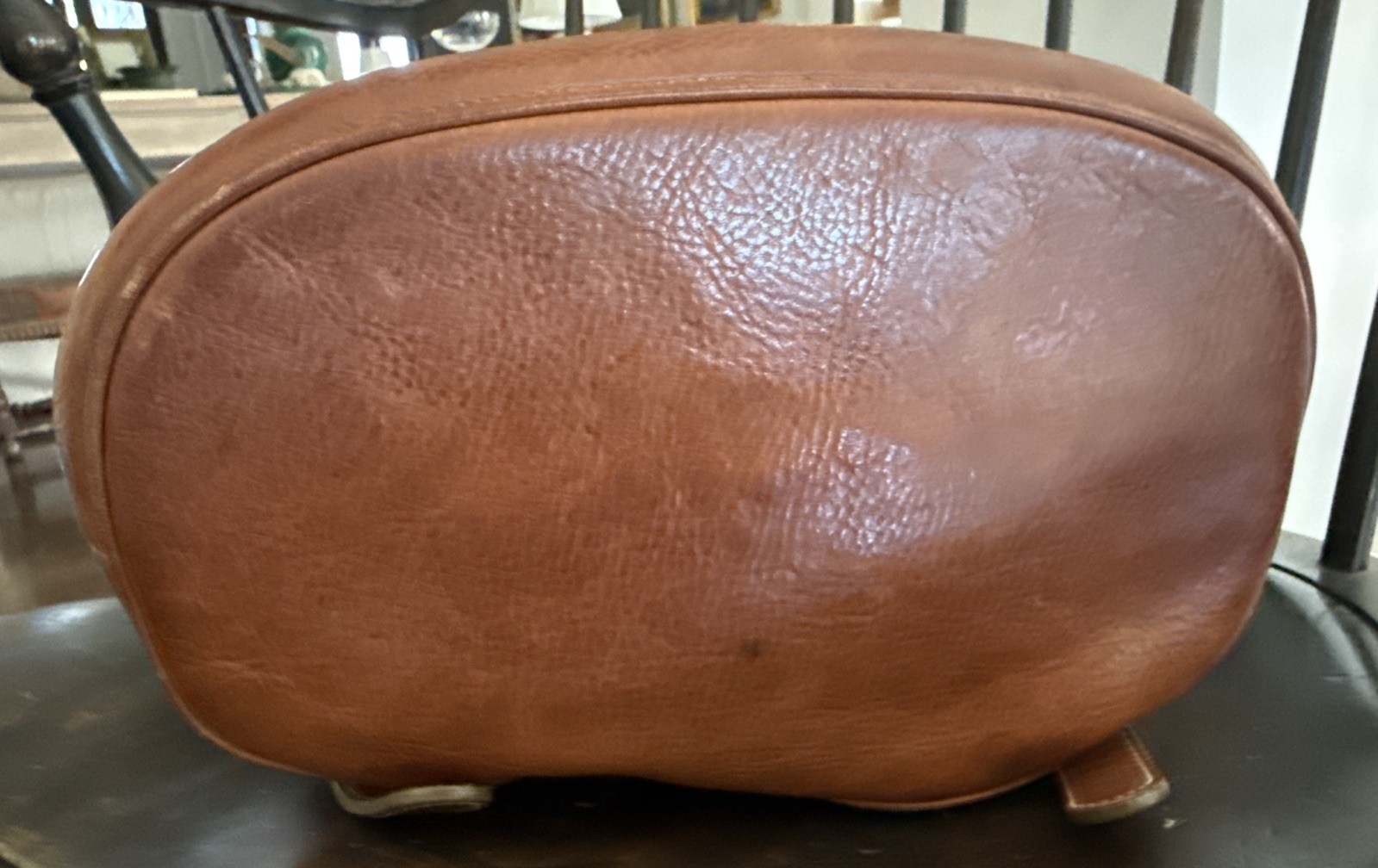 Vintage Ralph Lauren Leather Backpack Drawstring Brown 90s Unusual Hook Closure