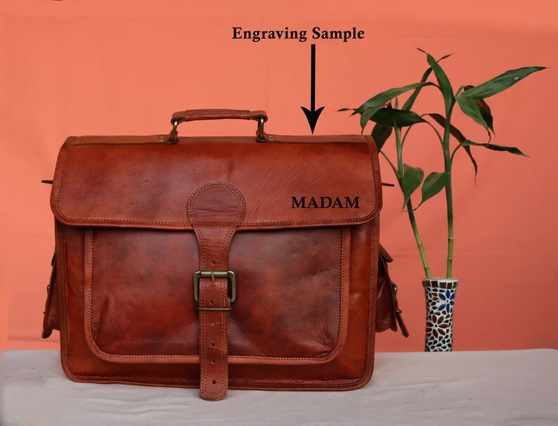 19 Inch Men’s Leather Messenger Shoulder Satchel S Laptop School Briefcase Bag