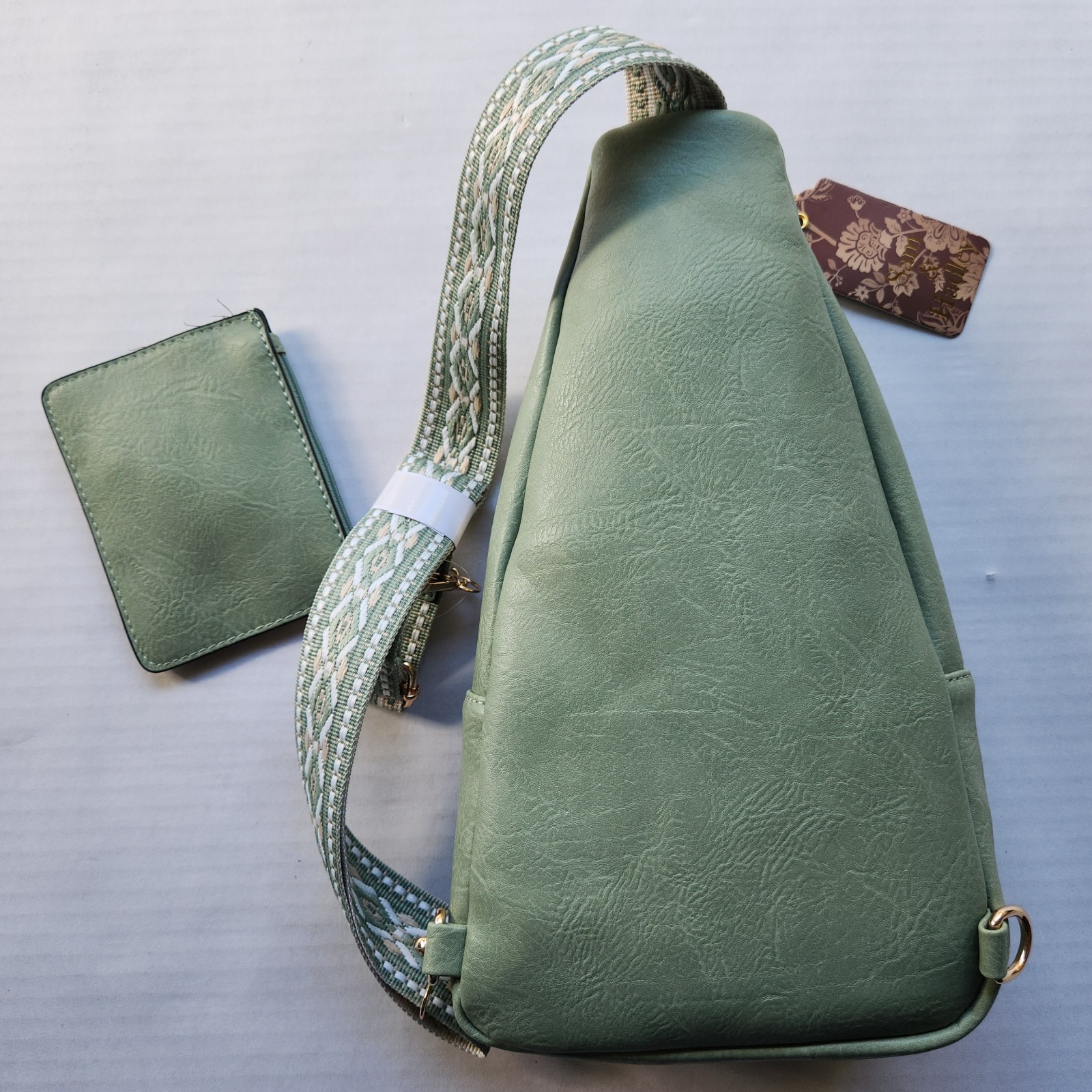 Sam & Hadley Western Light Olive Green Crossbody Sling Bag with Studded Accent