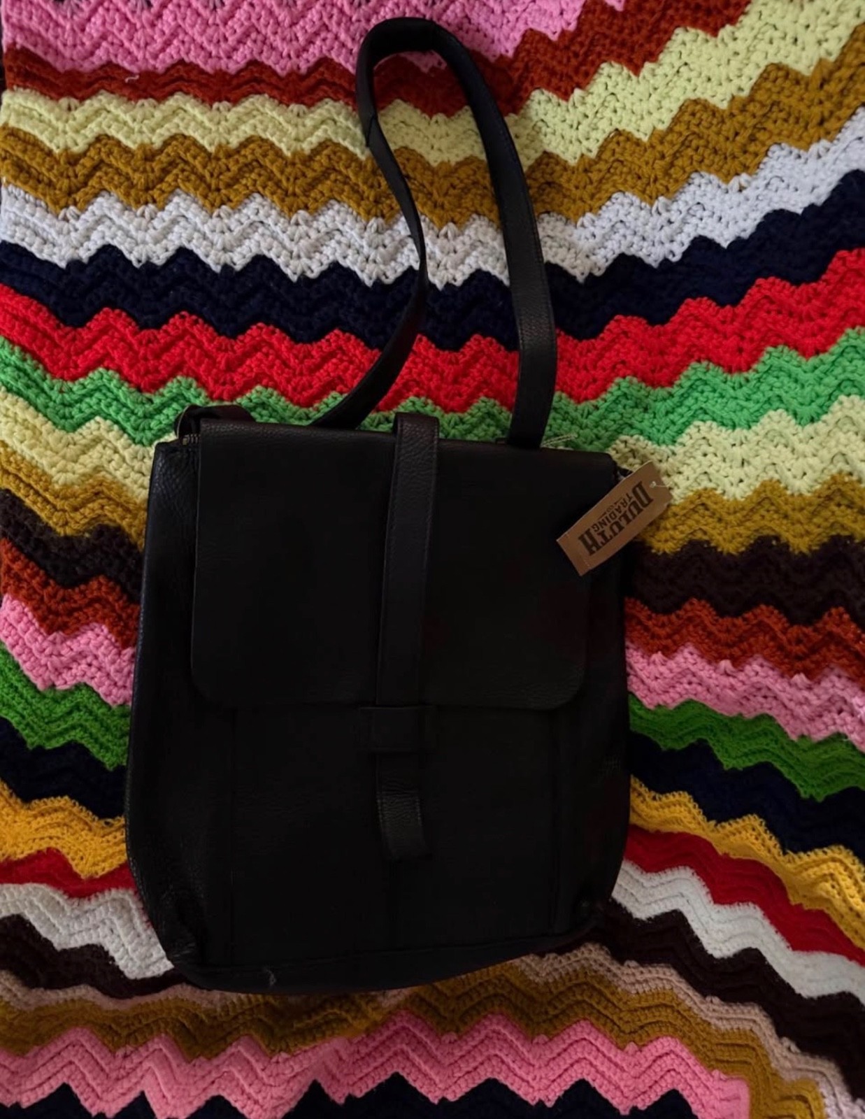DULUTH TRADING CO. Lifetime Leather Black Convertible Backpack Crossbody Bag