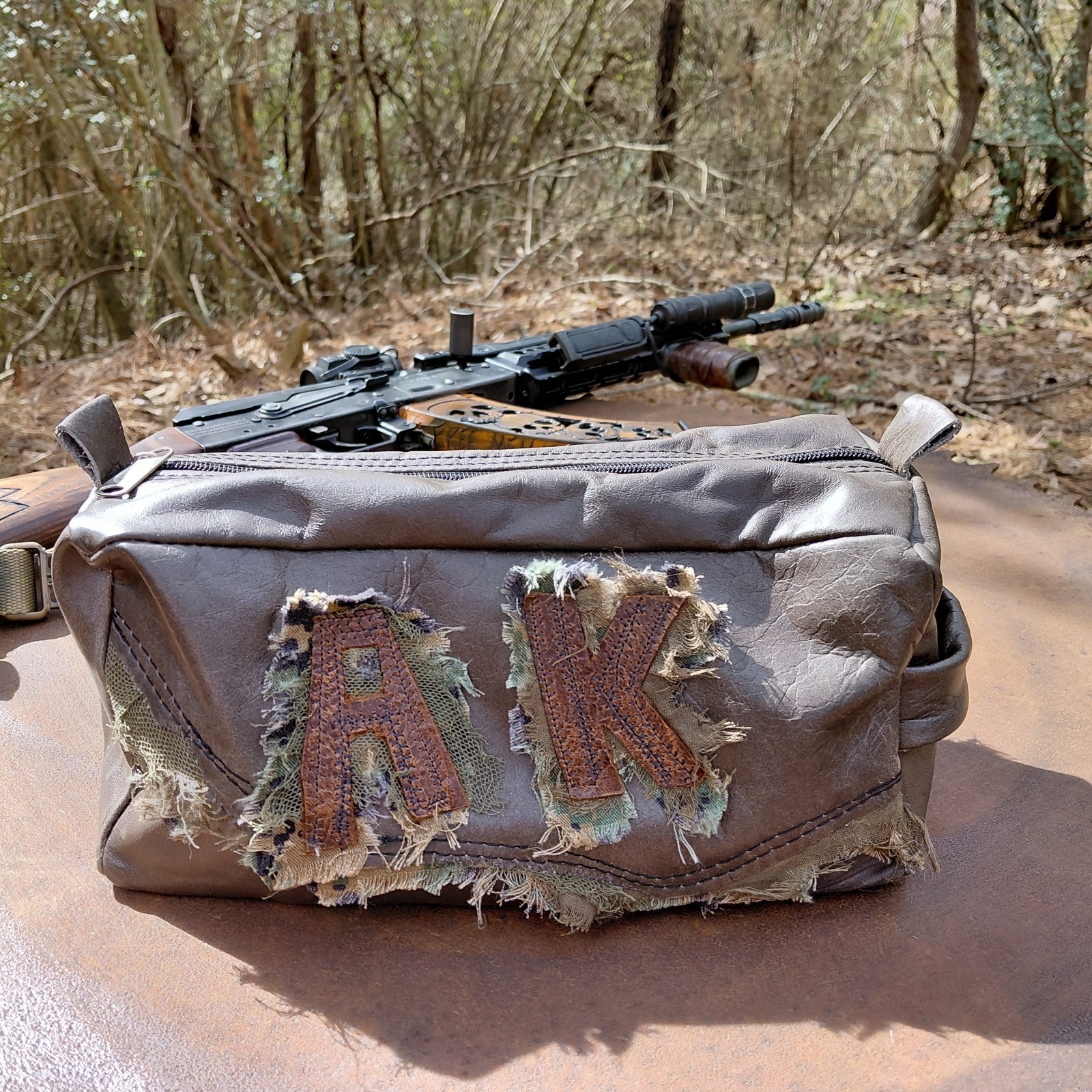 Leather Range Bag Ammo Bag Handmade Retro Art Ak47 Kalashnikov FAFO