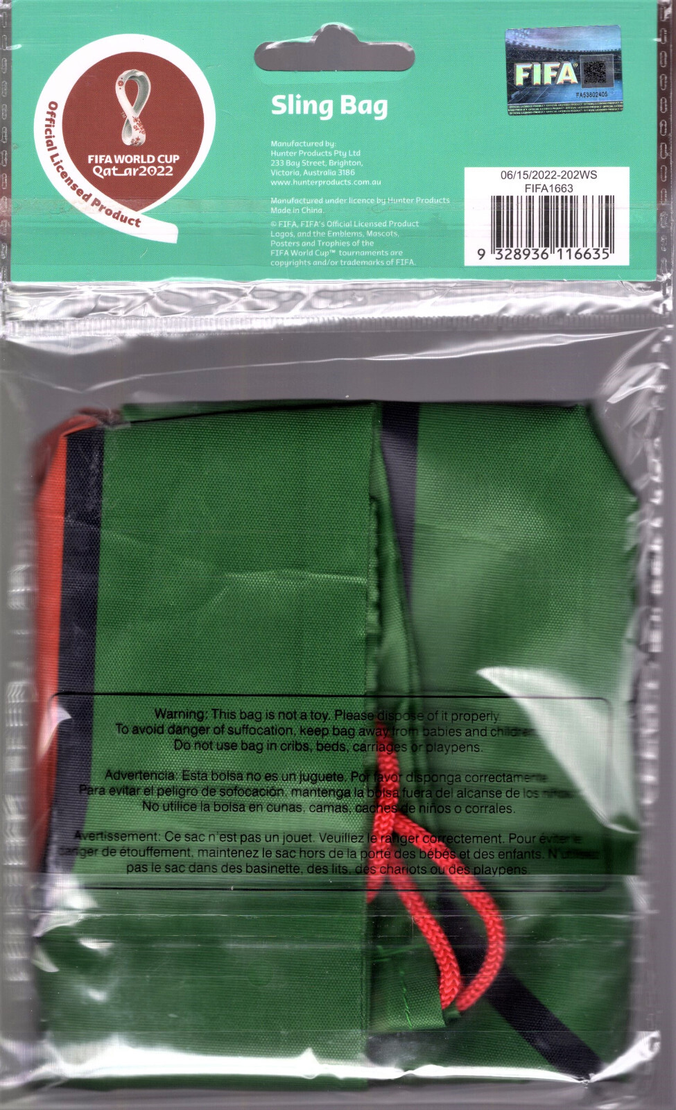 FIFA World Cup Qatar 2022 MEXICO Sling Bag 17″x13.5″ Soccer Backpack NEW! 