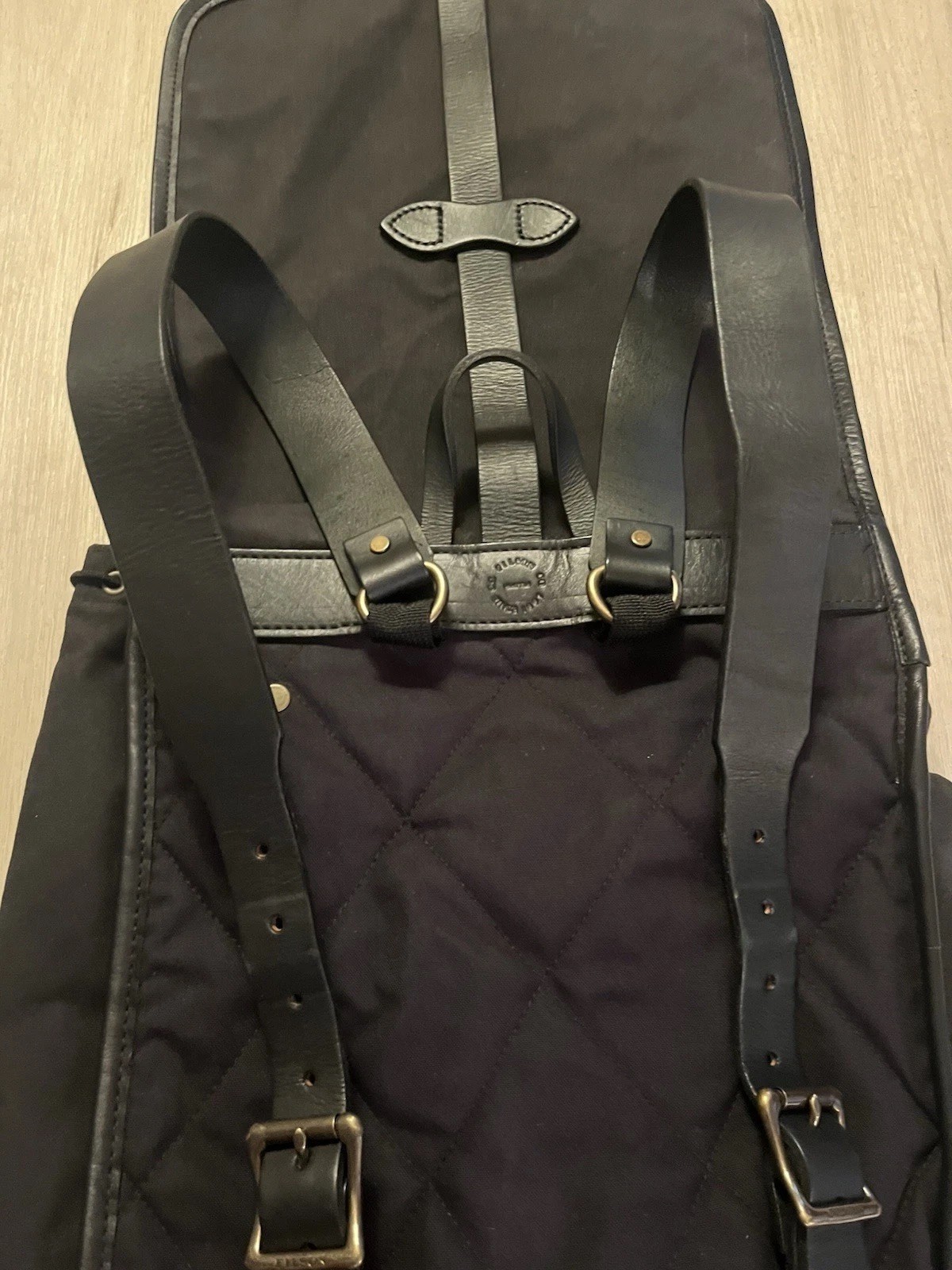 Filson Rugged Twill Rucksack Black Bridle Leather Backpack