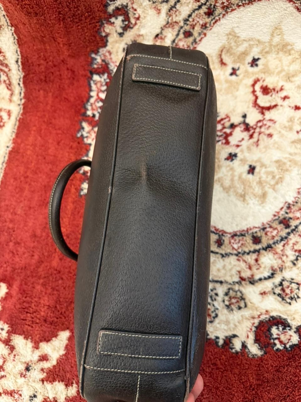 Prada Leather Briefcase Bag Safaiano Brow Luxury Shoulder Travel