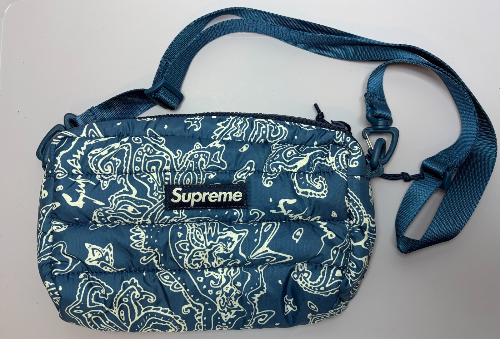 Supreme Paisley Shoulder Bag Men OS Blue Pertex Quantum Quilted Puffer FW22