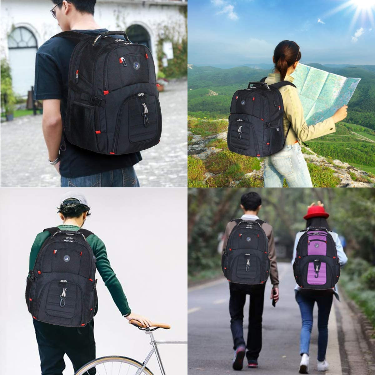Extra Large 50L Travel Laptop Backpack with USB Charging Port, College High Scho