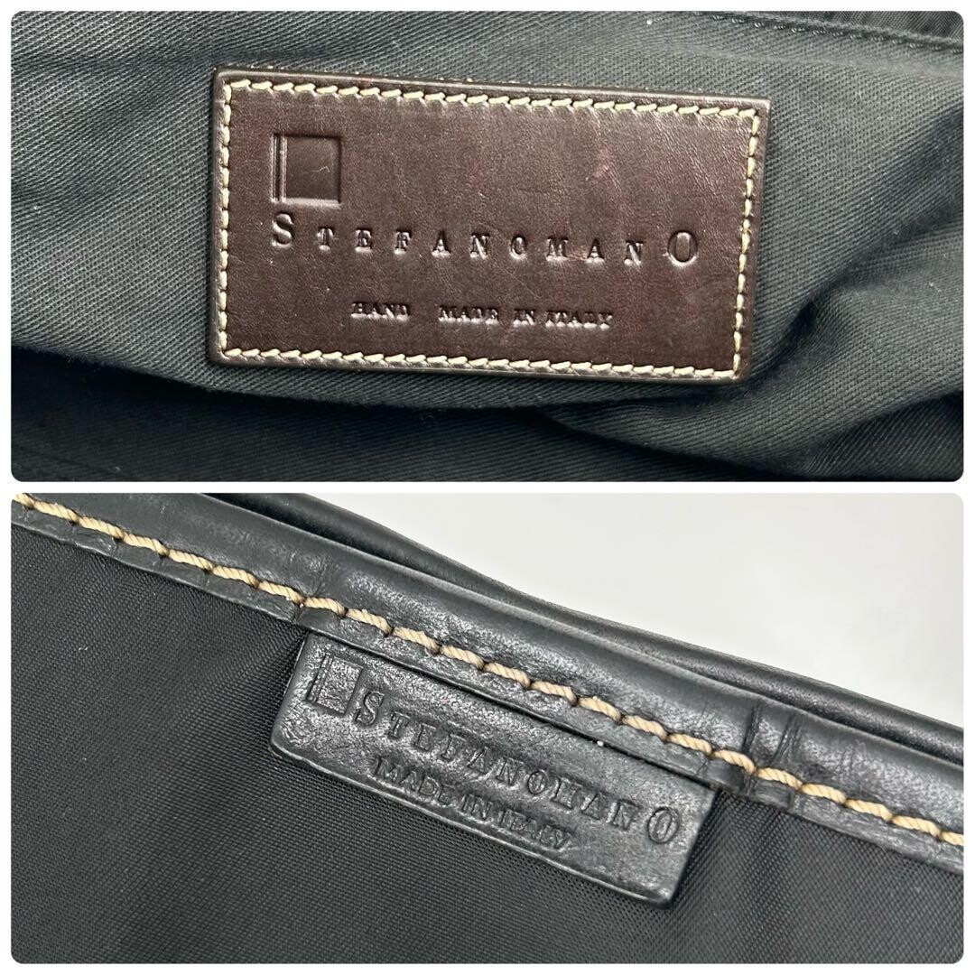 Stefanomano 883 Black Nylon Leather 2Way Business Bag A4 Shoulder Tote 45cm