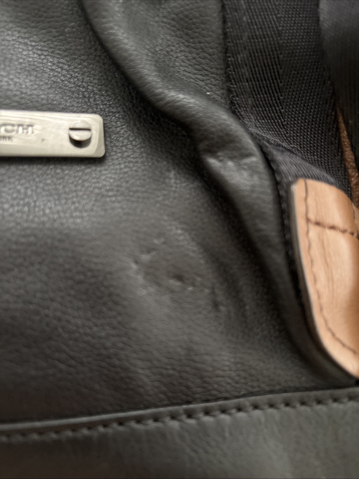Coach Men’s Thompson Backpack Brown And Black Leather Panels Drawstring