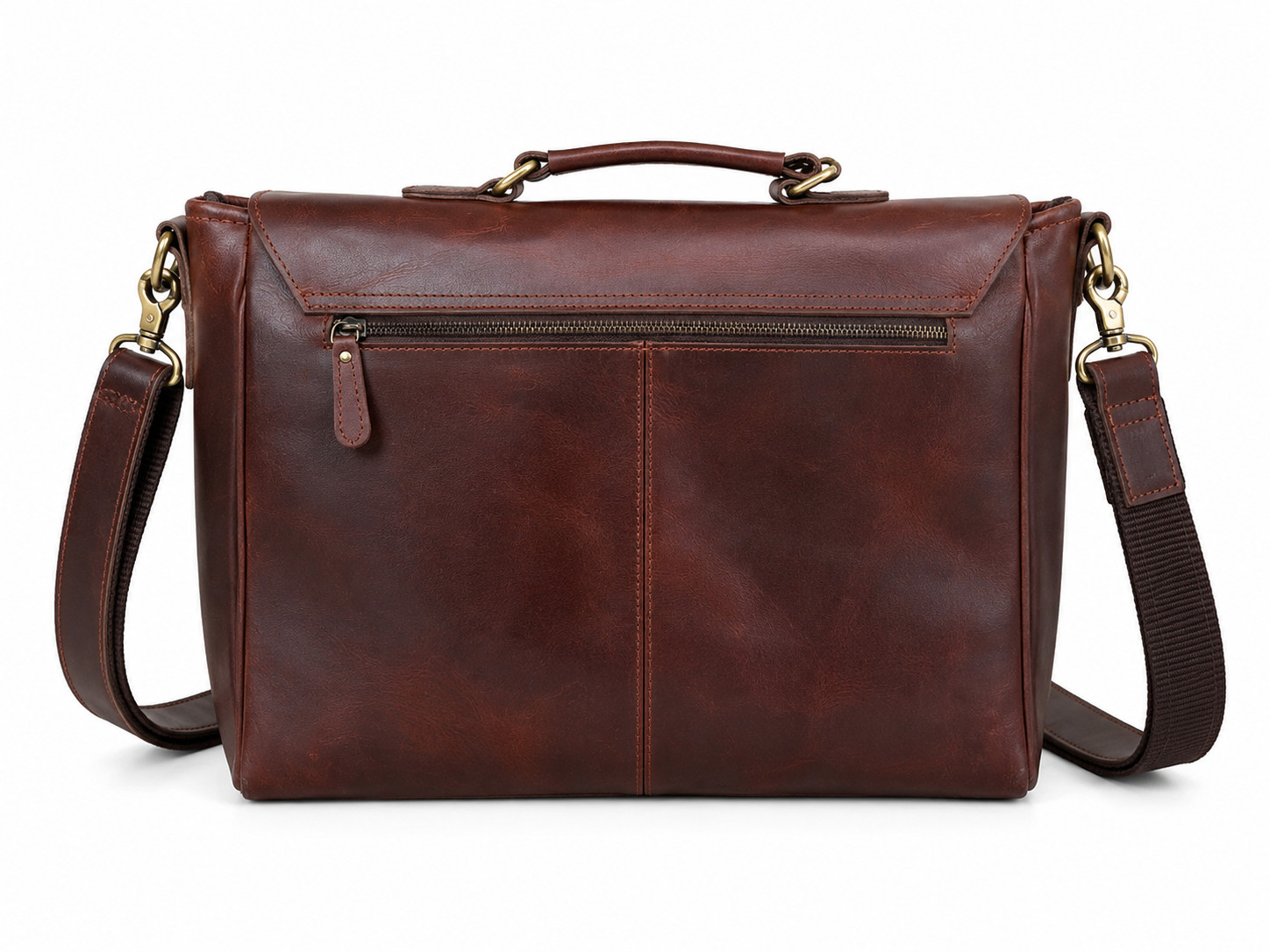 Vintage Leather Messenger Bag Briefcase Laptop Satchel Crossbody Brown 14”