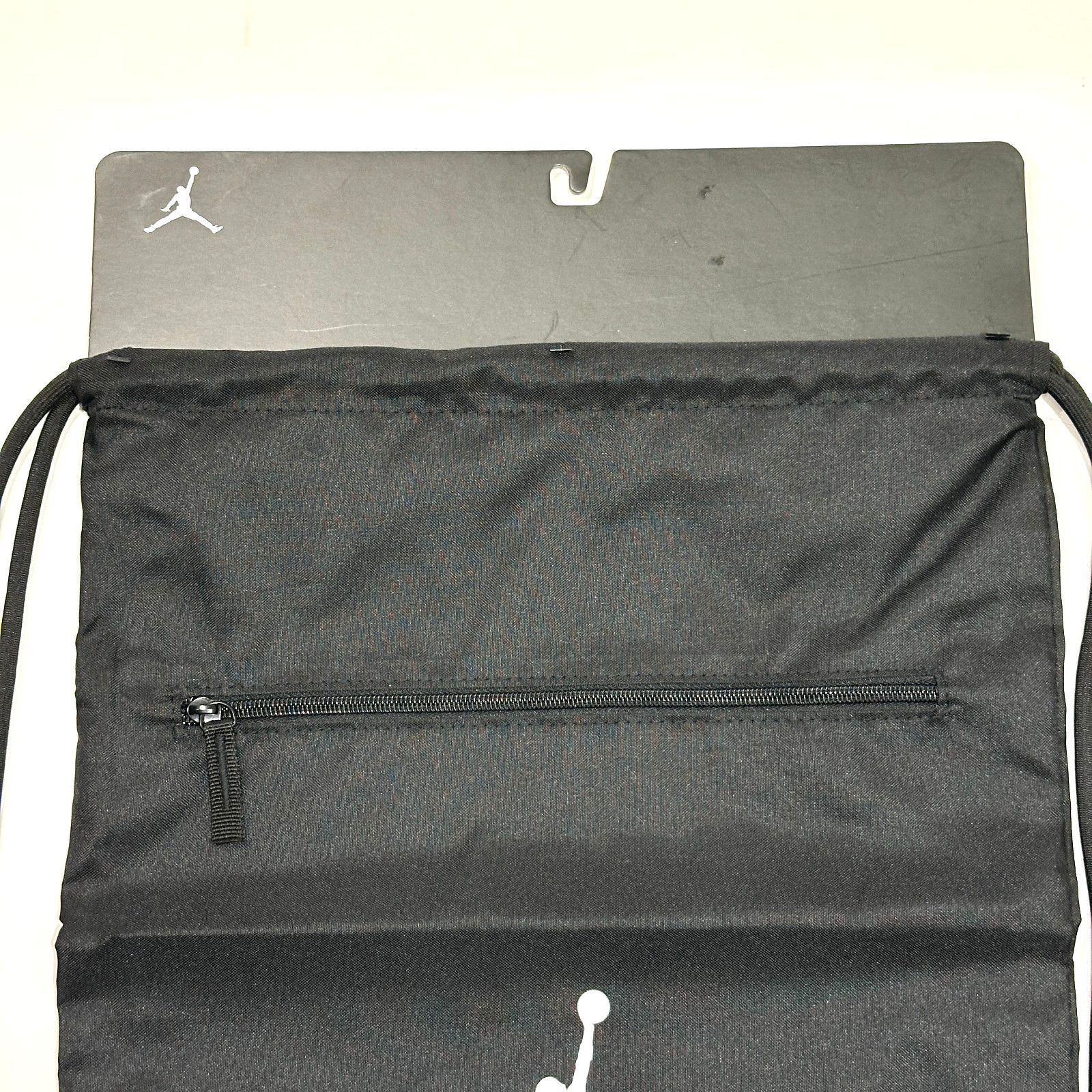 Nike Air Jordan Jumpman Drawstring Gym Sack Backpack Black Zip Pocket Youth OS