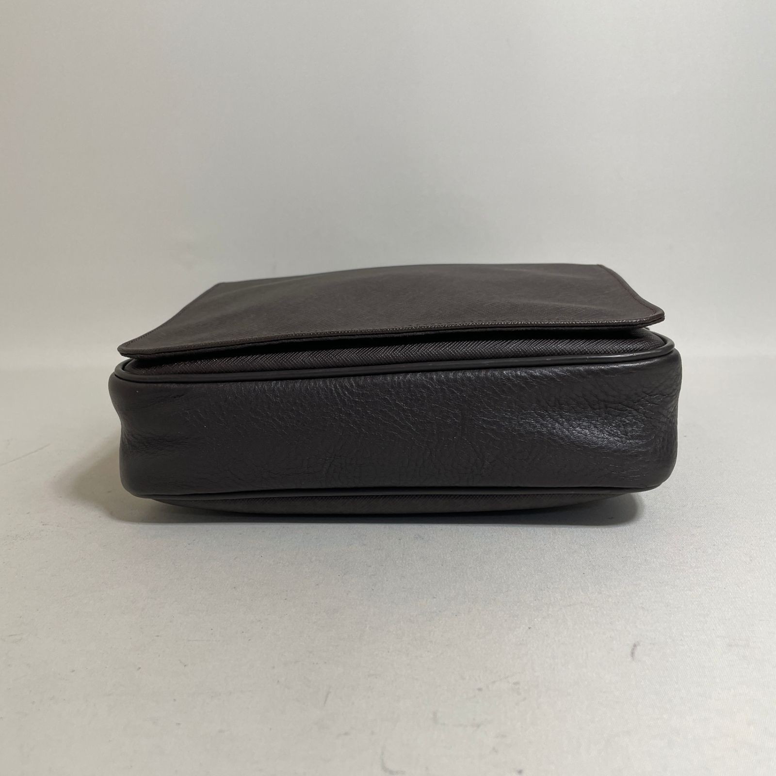 Dunhill Dark Brown PVC Leather Shoulder Bag 26x25x6cm Adjustable Strap
