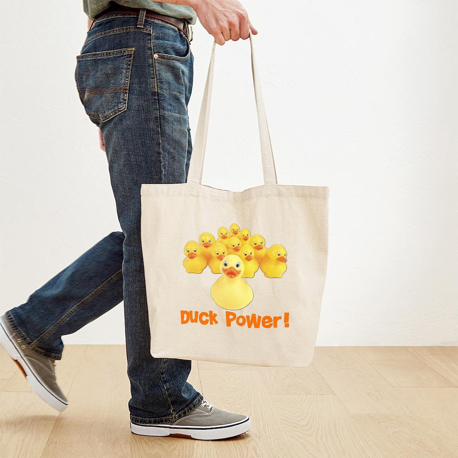 CafePress Duck Power! Natural Canvas Tote Bag, Cloth Shopping Bag (169376871)