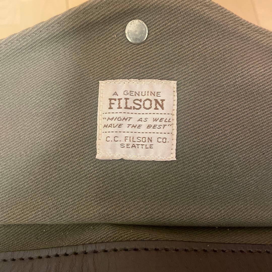 FILSON Small Duffle Bag Otter Green Canvas Leather 2Way Boston Travel Used