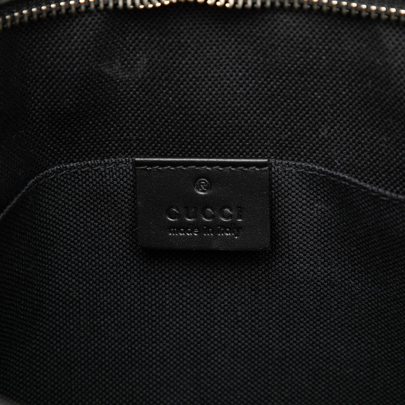 Gucci GG Supreme Web Sherry Line Clutch Bag 475316 Black PVC Leather