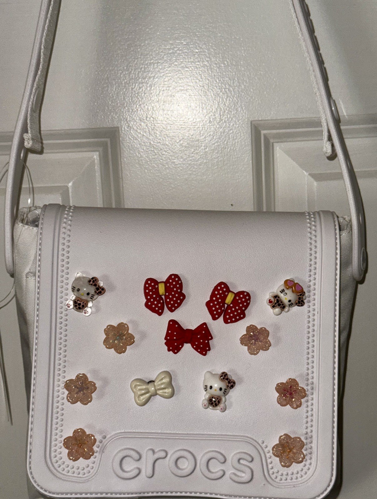 CROCS Hello Kitty embellished Crossbody BAG White