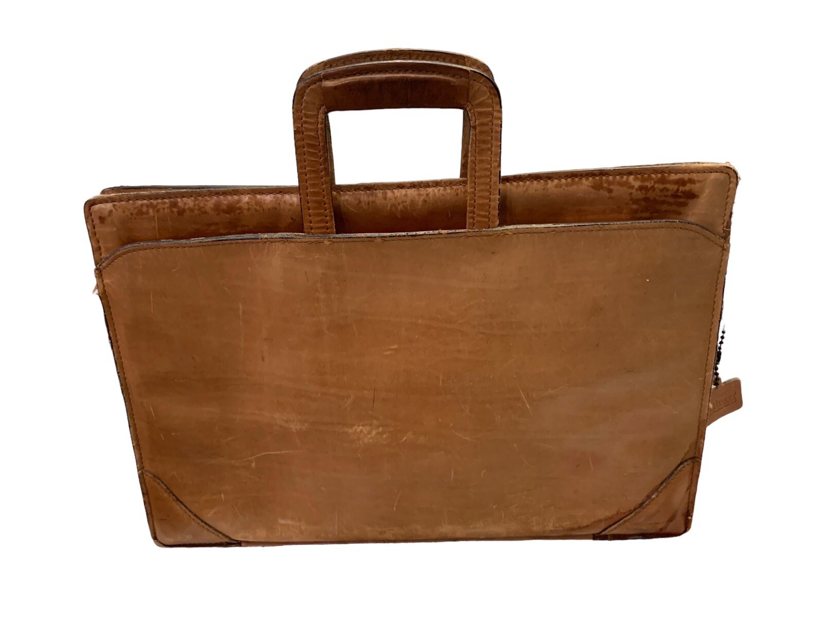SCHLESINGER Brothers Vintage Cowhide Leather Briefcase Portfolio Brown Camel