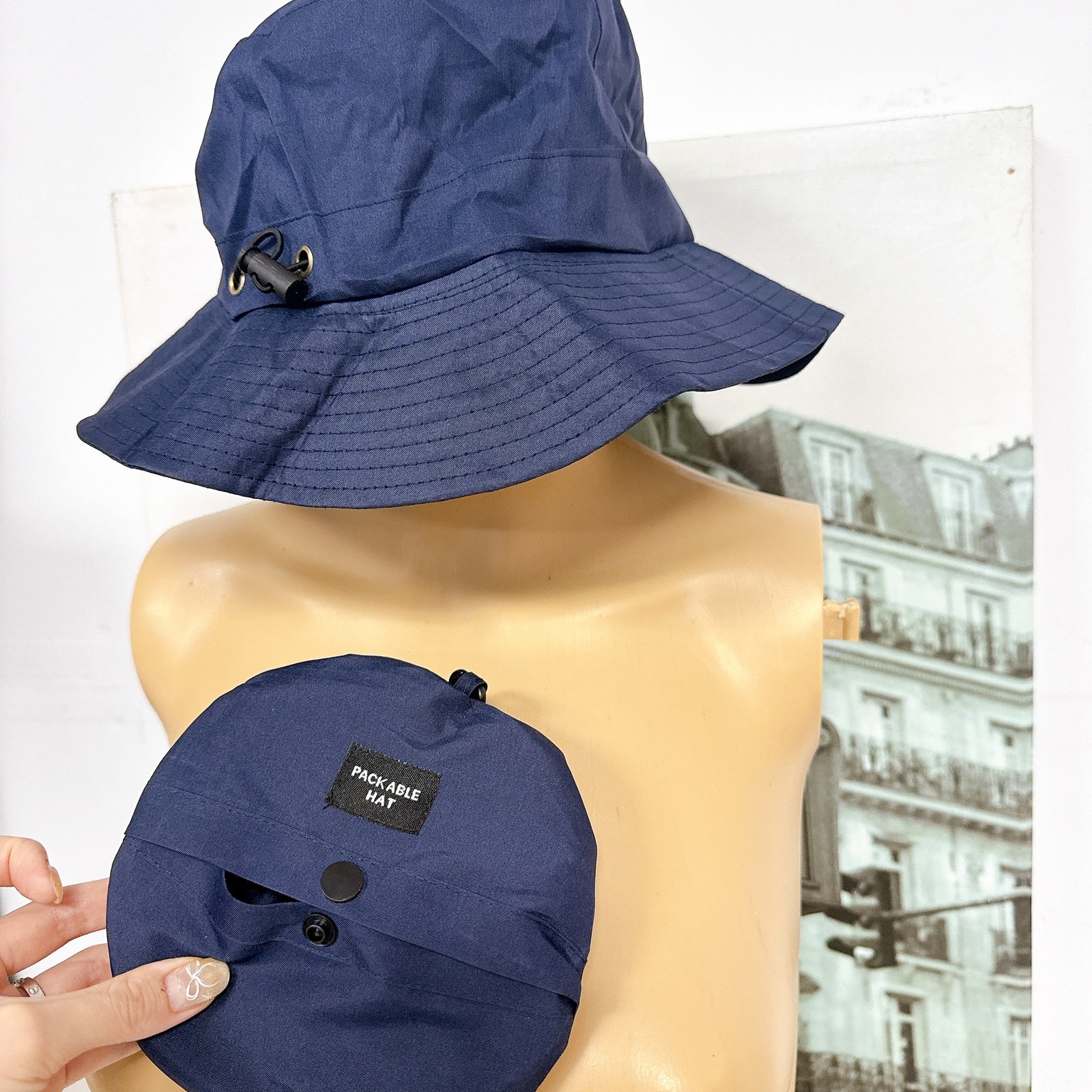 Foldable Outdoor Set UPF50+ Bucket Hat + Waterproof Backpack Unisex Travel Kit