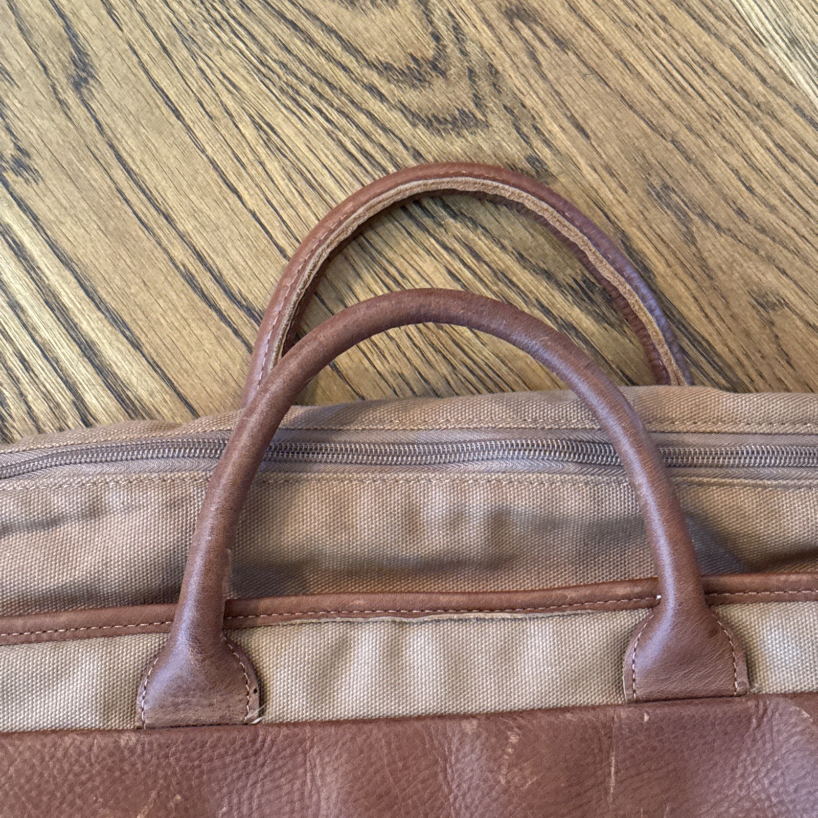 Duluth Trading Company Superior Street Fire Hose Briefcase Brown Canvas Leather