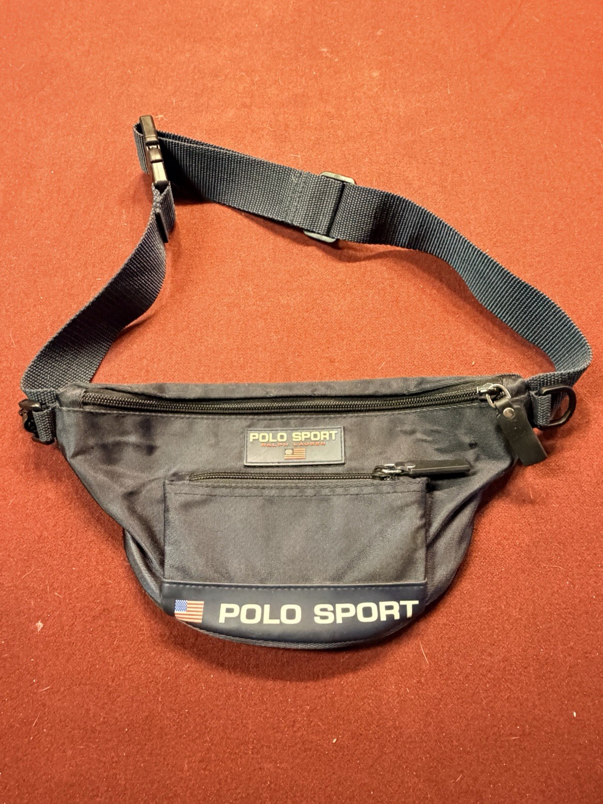 Vintage Ralph Lauren Polo Sport Waist Belt Bag Fanny Pack Black Nylon Zip 90s