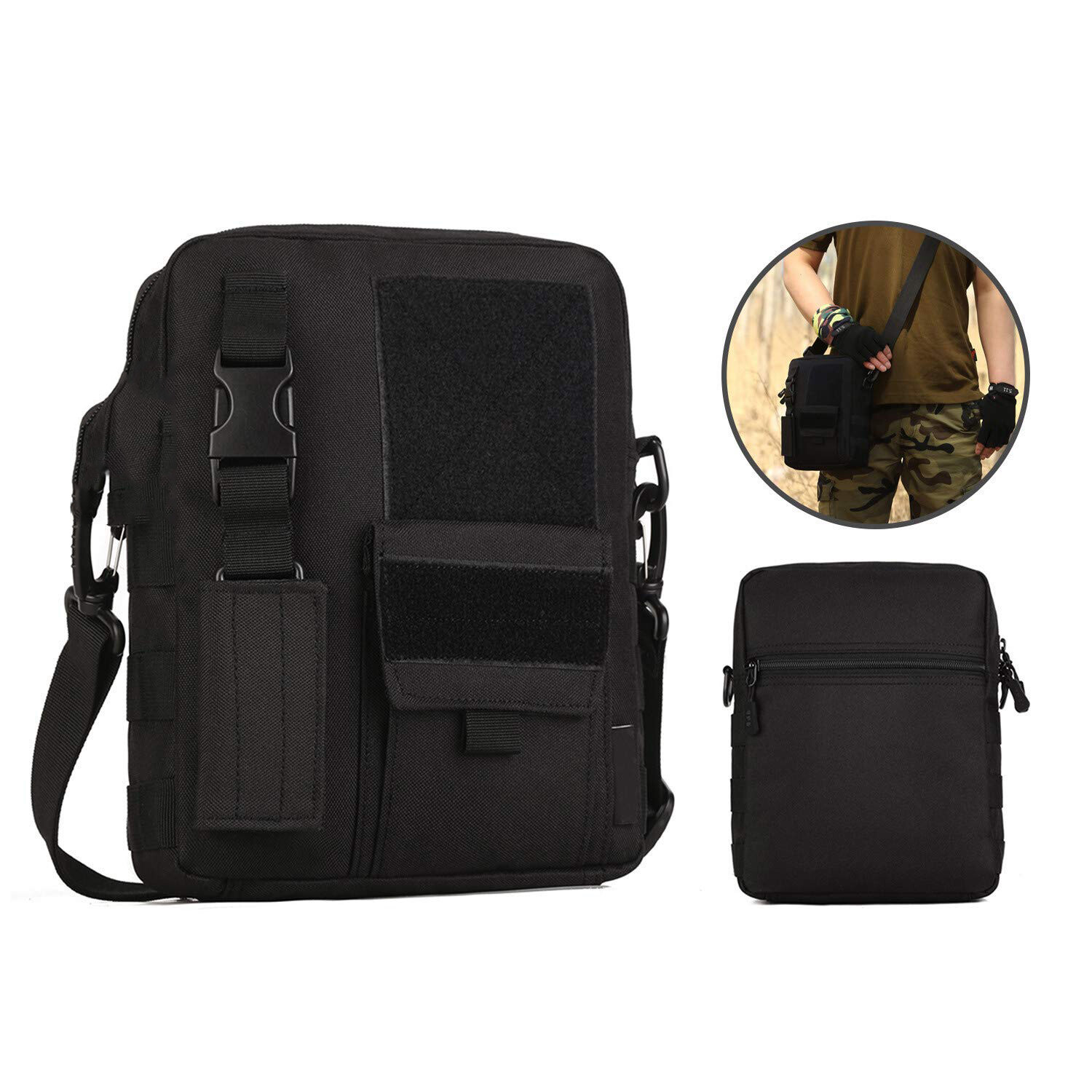 Tactical MOLLE Pouch Small Canvas Messenger Bag Small Sling Bag Crossbody Pack