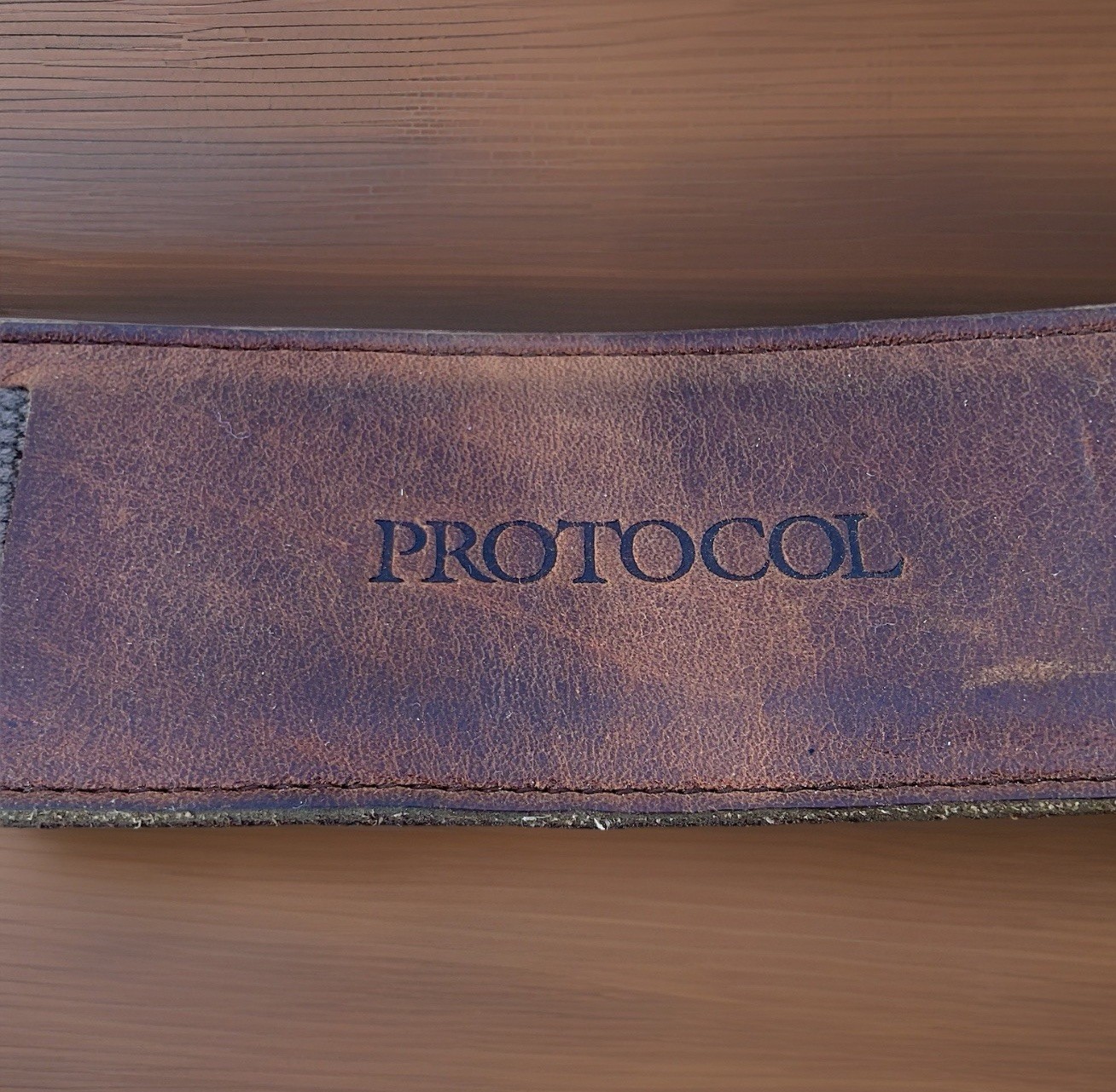 PROTOCOL Brown Leather / Canvas Padded Shoulder Pad Adjustable Bag Strap 39X52