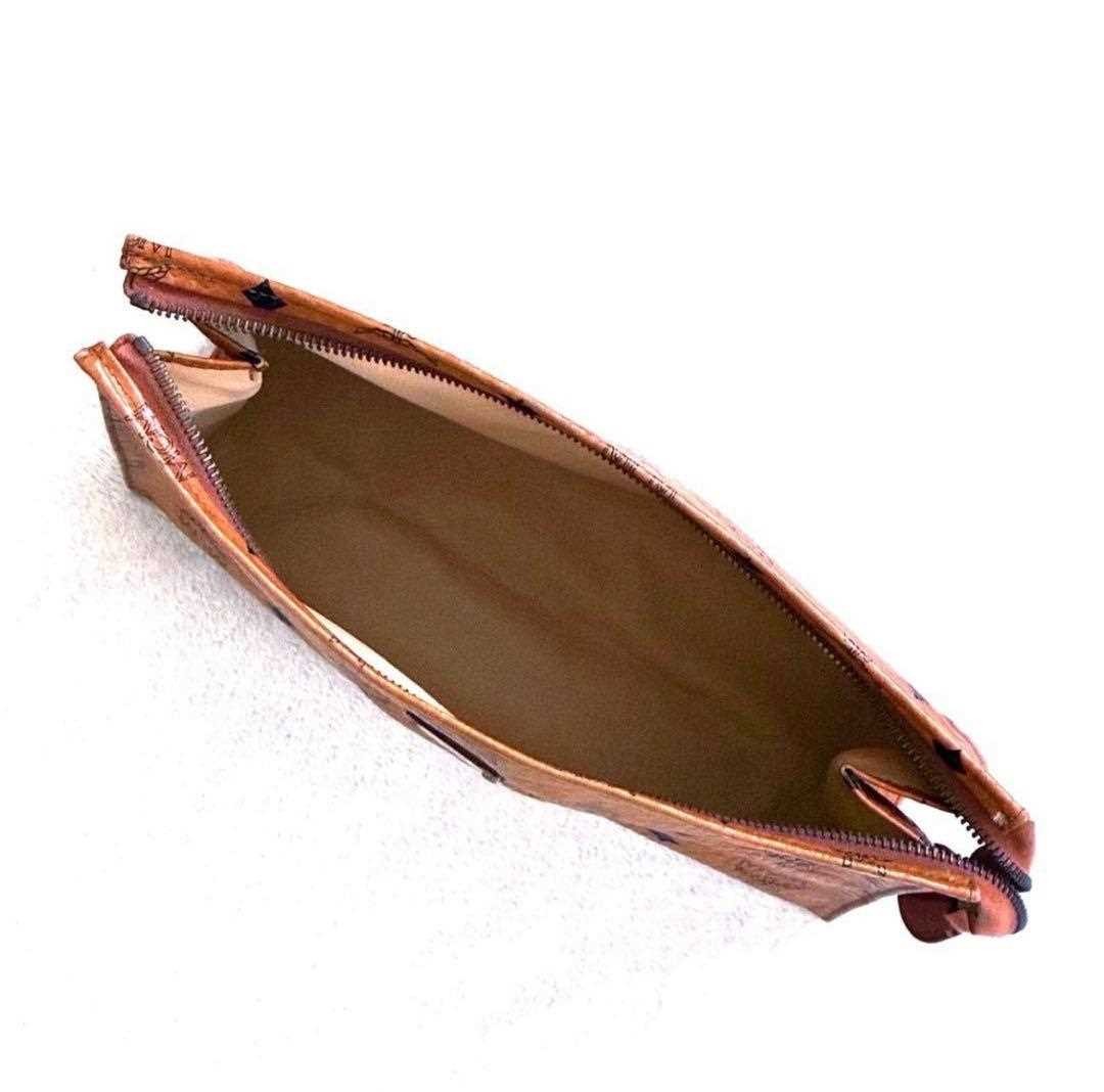 MCM Clutch Second Bag Small Logo Leather Brown Unisex Men’s USED FROM JAPAN