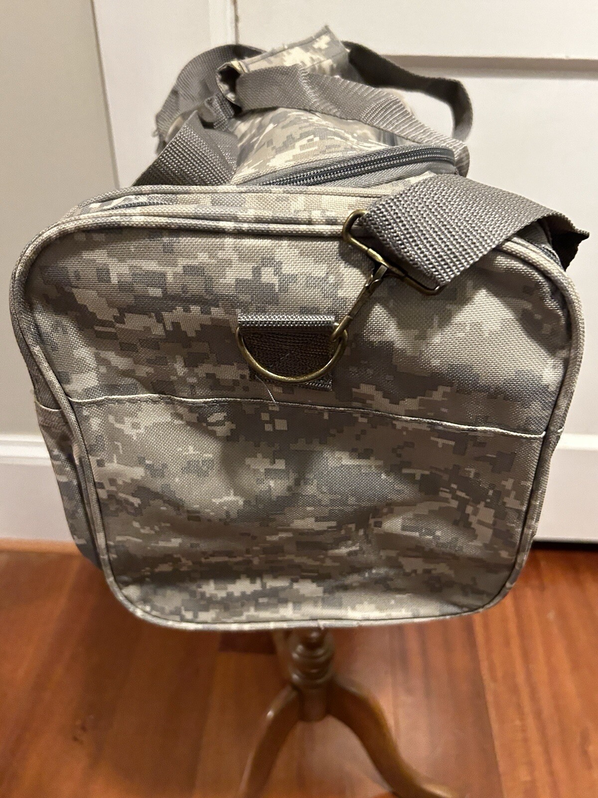 Vintage Digital Camouflage N.R.A. Duffel Bag American Flag Embroidery 14x9x8 in.