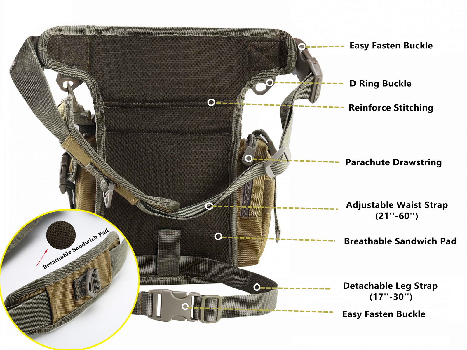 Military Tactical Drop Leg Bag Tool Thigh Pack Leg Rig Utility Pouch Outdoor
