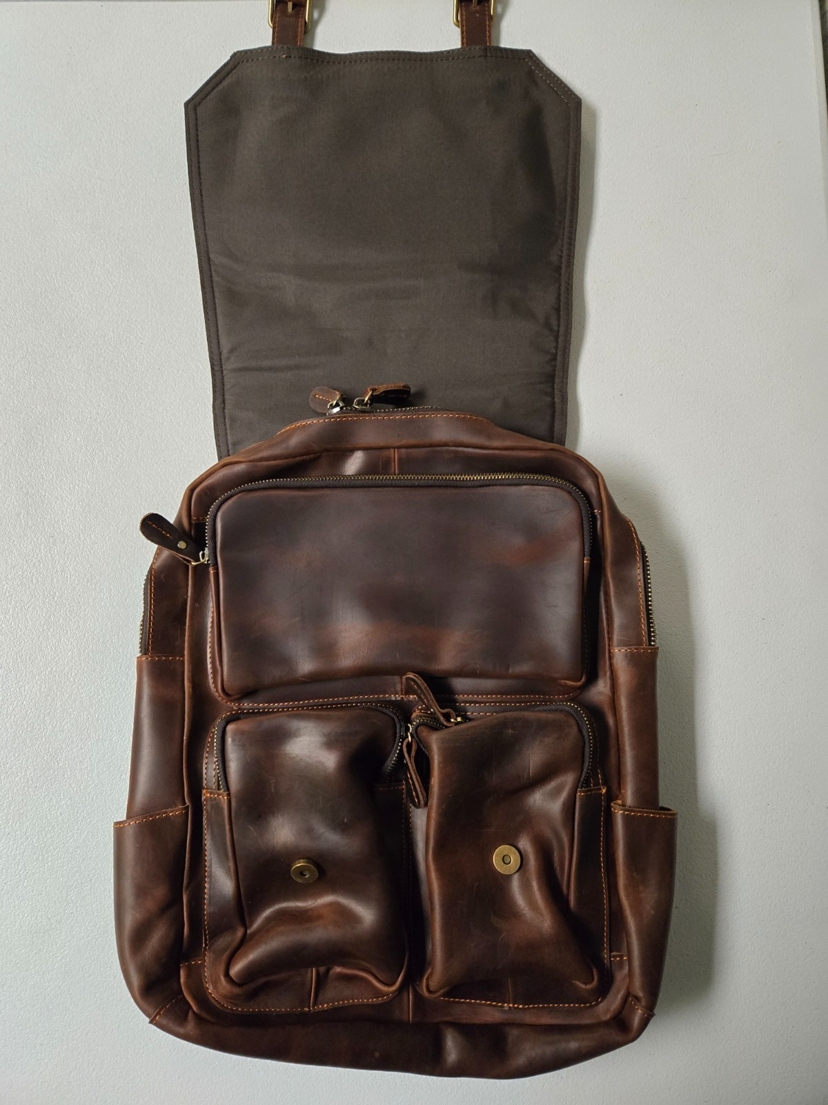 Classic Handmade Full Grain Leather Business Backpack Travel Laptop Rucksack