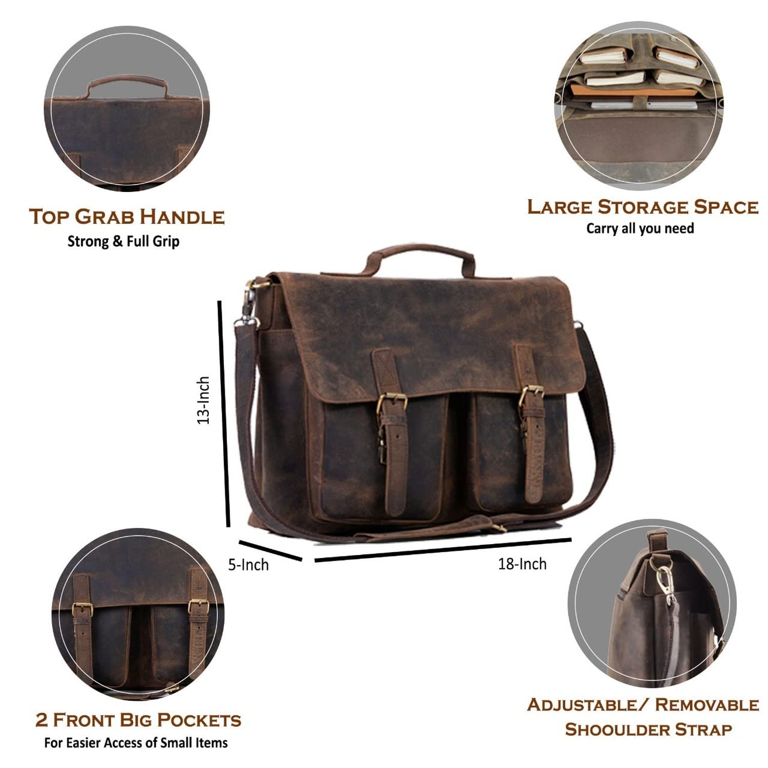 KomalC 18 Inch Leather briefcase Laptop Messenger Bags for Men and Women Best…